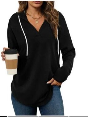 Women’s Hoodies Pullover Oversized Sweatshirts Long SLeeve Shirt Black XXL